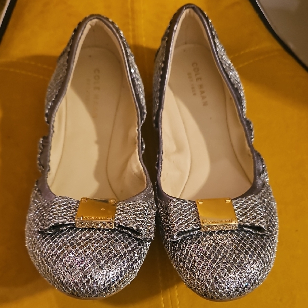 Cole Haan Women's Metallic Silver Loafers/Ballet Flats